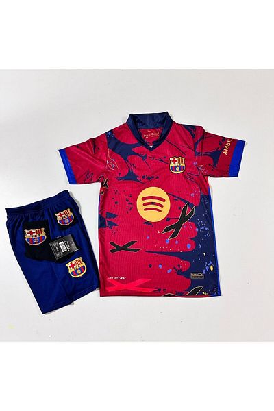 MONTENERO F.C B.A.R.C.E.L.O.N.A 2025/26 New Season Laminated Patch Kids Jersey Set of 4 (Concept-10) with Embroidered