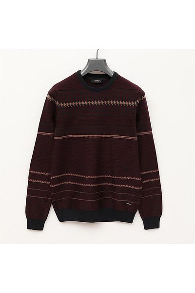 Dio Rise Men's Long Sleeve Slim Crew Neck Sweater - 180963 - Dark Burgundy