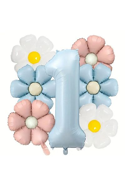 DÜVENCİ TİCARET Daisy Foil Balloon Age Birthday Balloon Set of 7