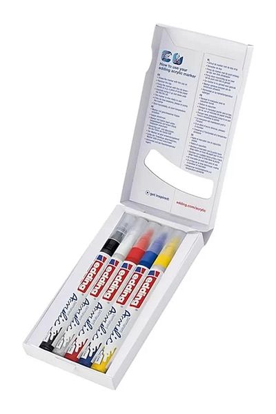 BYARS BİLİSİM 5300 Acrylic Marker Set of 5, Basic Colors, Set of 5 Acrylic Paint Pens, Fine Round Tip 1-2