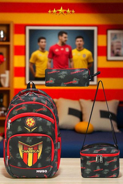 Shopiolog Primary School Orthopedic Waterproof 3 Compartment Primary School Boy's Backpack with Water Bottle