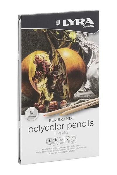 Pazarcan Rembrandt Polycolor Crayons, 12'Li Metal Box
