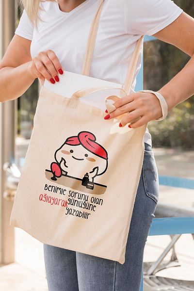 ÇELİKLER HEDİYE The Problem Is Me, You Can Write in the Diary Crying Printed Cloth Bag