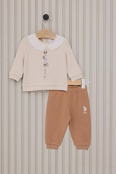 U.S. Polo Assn. Kids U.S Polo Assn Usb2118 Us Polo Baby Girl Long Sleeve 2 Piece Set