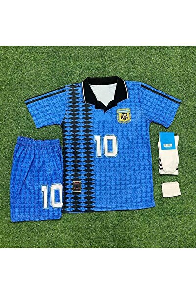 Ronson Arjantin 2023/24 Yeni Sezon Lionel Messi Ikonik Çocuk Forması Şort Çorap Bileklik 4'lü Set