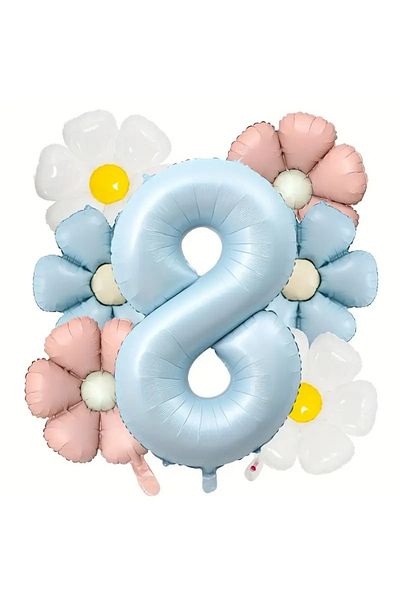 DÜVENCİ TİCARET Daisy Foil Balloon Age Birthday Balloon Set of 7
