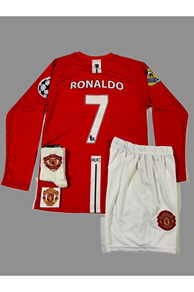 BYSPORTAKUS Cristiano Ronaldo 2008 Moskova Finalı Efsane Uzun Kollu Çocuk Forması 4'lü Set (ARMALI)