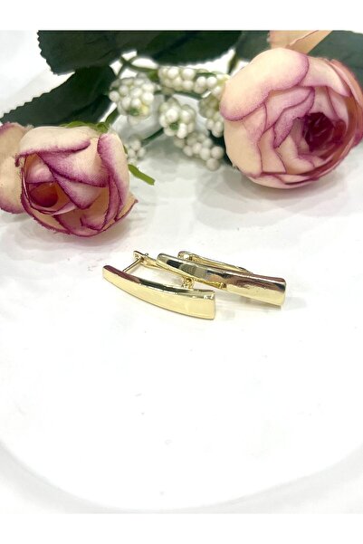 XUPING JEWELRY Gold Rengi Üçgen Model Xupıng Kadın Küpe (14K GOLD/3X0,5CM)