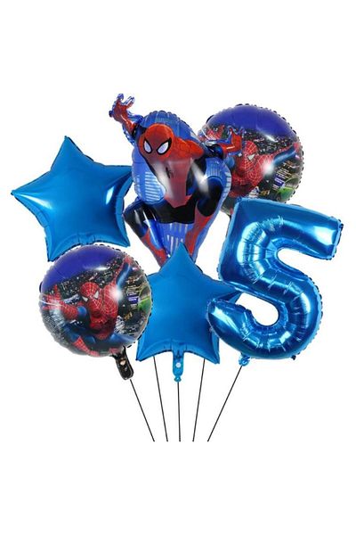 MFM Set of 5 Years Old Spiderman Foil Balloons 6 Pcs Navy Blue