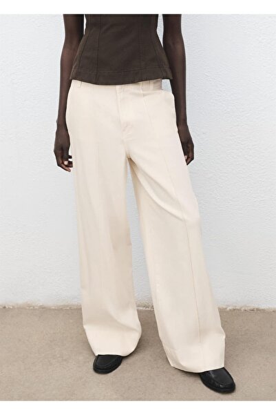 MANGO Woman Wide leg dikiş detaylı denim pantolon