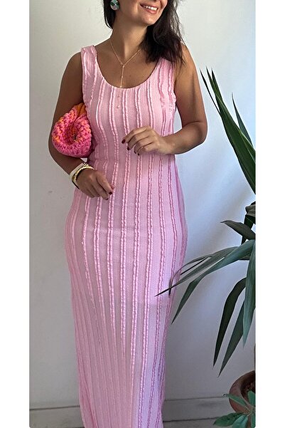 LaSorella Butik Kadın Pembe Uzun Elbise