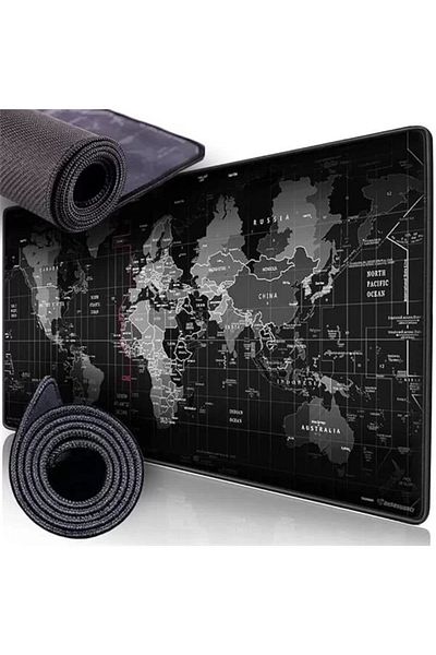 Mu Art Ahşap 90X40 Large Size XXL World Patterned Mouse Pad Rubber Bottom Base, Soft Fabric Gamer