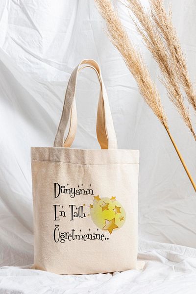 ÇELİKLER HEDİYE Printed Cloth Bag to the World's Sweetest Teacher