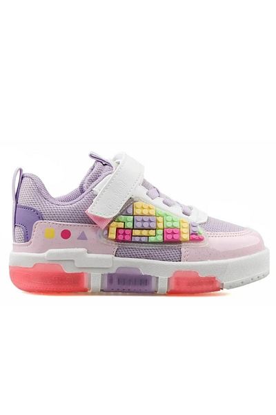 Cool Legos-Bebe 22/25 Kids Lighted Sole First Step Sneaker Sports Velcro Shoes