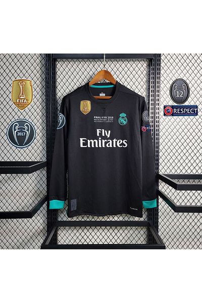 MONTENERO R. Madridd 2017-18 Kiev Champions League Final Cristiano Ronaldo Jersey (Black-Long-Sleeve)