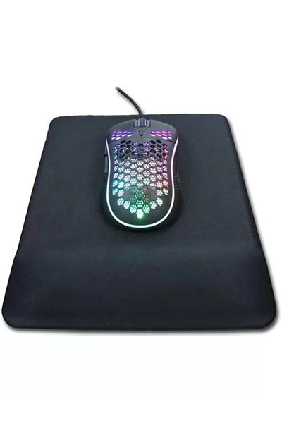 Mu Art Ahşap Square Black Wrist Supported Mouse Pad Ergonomic Non-Slip Base Mouse Pad for Gaming and Office