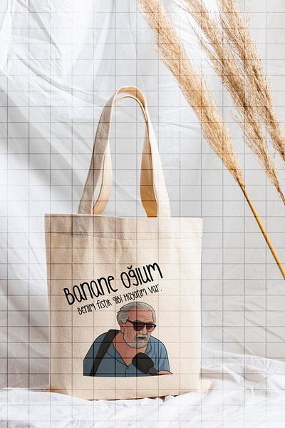 ÇELİKLER HEDİYE Banane My Son Has a Life Like My Peanuts Printed Cloth Bag