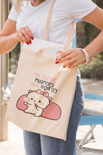 ÇELİKLER HEDİYE Yes Barbie Challenge or Nothing Printed Cloth Bag