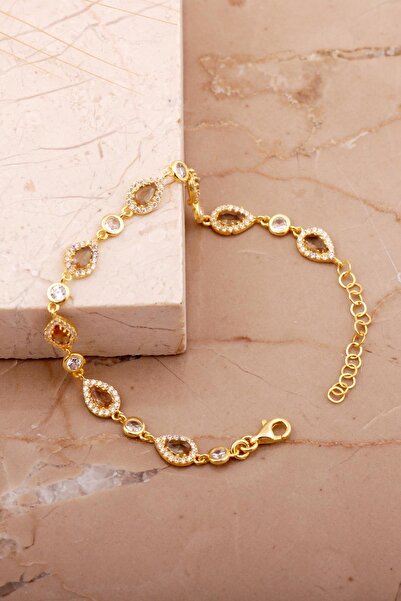 Sümer Telkari Damla Renk Değiştiren Sultan Taşlı Altın Kaplama Gümüş Bileklik...