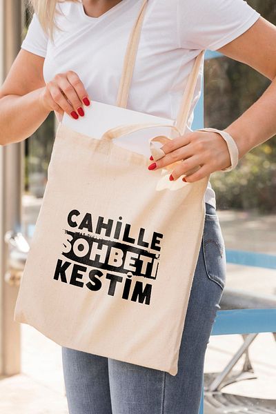 ÇELİKLER HEDİYE Cahille Cut the Chat Printed Cloth Bag
