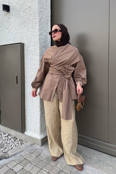 SİNDAL BAĞLAMALI GÖMLEK 31-2278- VİZON