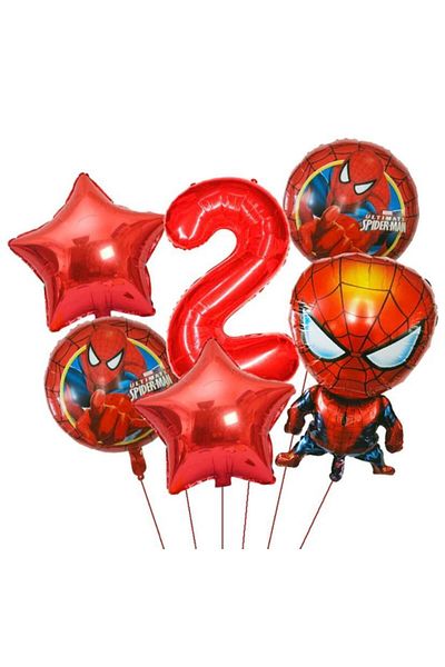 MFM Set of 2 Years Old Spiderman Foil Balloons 6 Pcs
