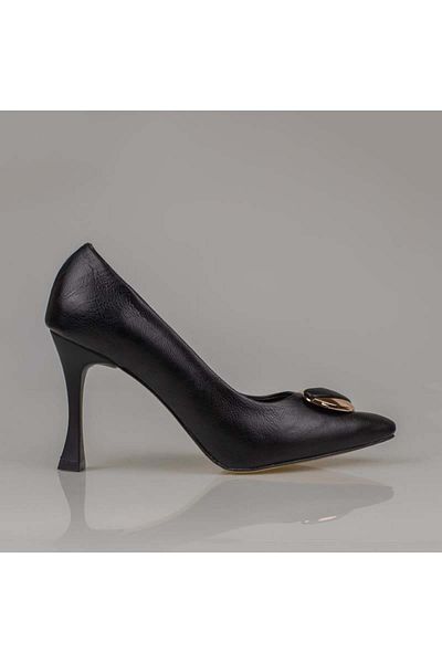 Trend Adımlar Black Women's Faux Leather Buckle Stiletto