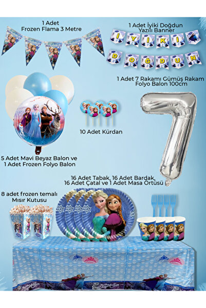 PartyPoo Frozen Elsa Temalı Doğum Günü Parti Seti 16 Kişilik | Yaş Günü Kutla...