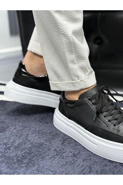 Avni Ceylan Imperial Black&White Genuine Leather Men's Sneaker