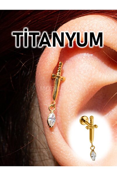 MORNEVA Titanyum Kristal Taş Sallantılı Kılıç Tragus Helix Kıkırdak Kulak Pie...