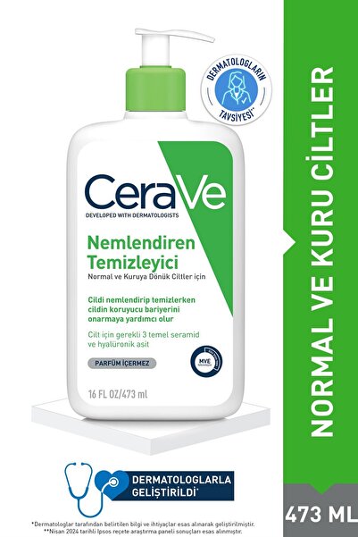 CeraVe Nemlendiren Temizleyici Seramid&Hyalüronik Asit Kuru & Normal Ciltler Yüz Vücut 473ml