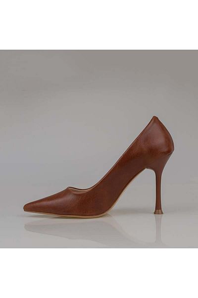 Trend Adımlar Tan Women's Flat Leather Stiletto