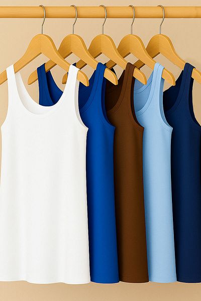 EFFE 5 Pieces Cotton Supreme Combed Cotton Strap Blouse