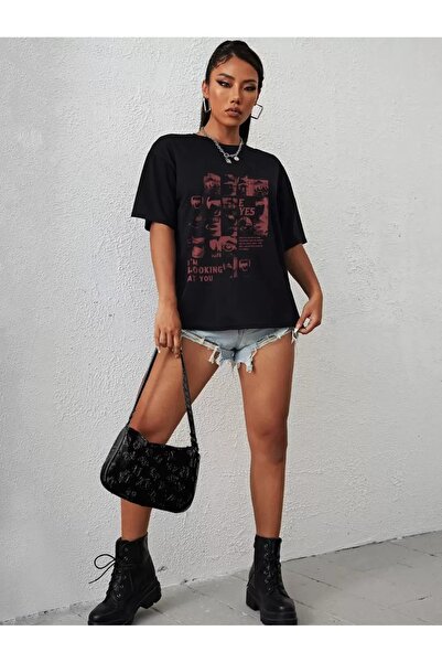 LAYORA Tricou pentru femei cu imprimeu - Text modern și detaliu grafic |   Co...