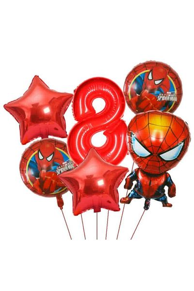 MFM Set of 8 Year Old Spiderman Foil Balloons 6 Pcs