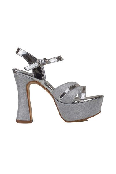 Trend Adımlar Silver Women's Platform Thick Heel Evening Dress Shoes