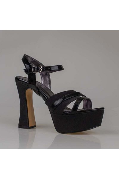 Trend Adımlar Black Women's Platform Thick Heel Evening Dress Shoes