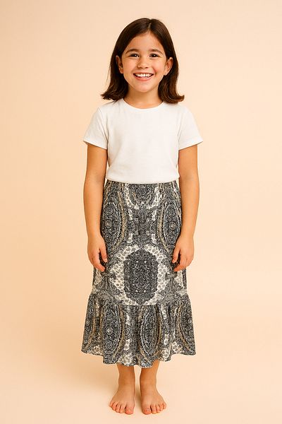 DUBAİ ÇOCUK Girl's Press Patterned Summer Casual Course Skirt