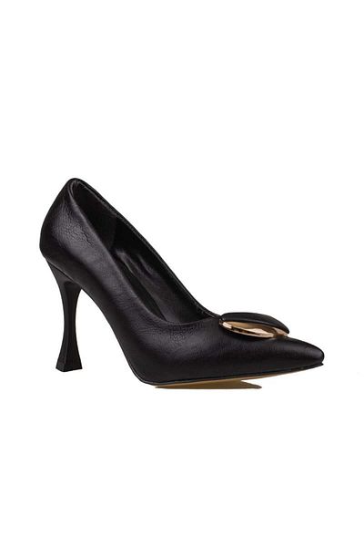 Trend Adımlar Black Women's Faux Leather Buckle Stiletto