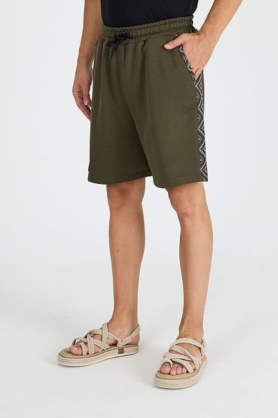 Hoodraze Men's Khaki Side Ethnic Garni Shorts