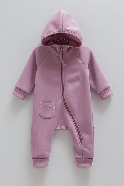 Caramell 3 Thread Raised Hooded Baby Girl Jumpsuit (1-12 Months)