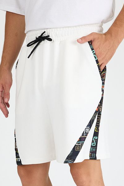 Hoodraze Men's White Cross Garnished Shorts