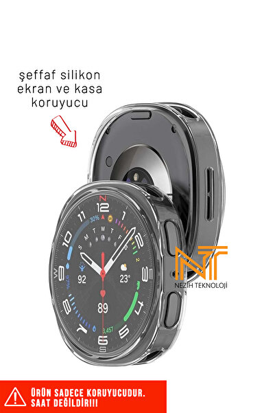 Nezih Case Samsung Galaxy Watch 8 44mm Uyumlu Şeffaf Silikon Ekran ve Kasa Koruyucu