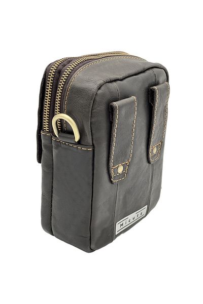 Micutz Compact Men's Genuine Leather Wallet with Belt Clip, Adjustable and Detachable Straps