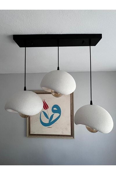 EDESİNG 3-Piece Pendant Lamp Chandelier Rustic E27 Modern Chandelier Bohemian Concrete Appearance
