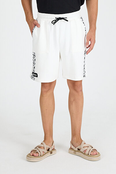 Hoodraze Men's White Ethnic Garni Shorts