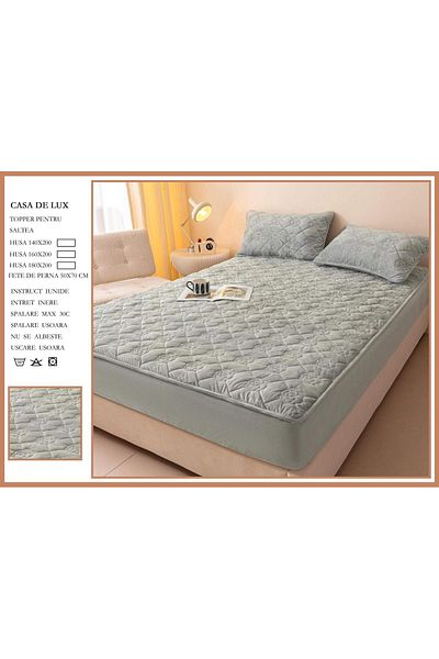 FIONNA.RO Velvet Topper Cover 180x200cm - Light Grey