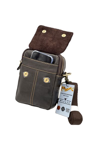 Micutz Compact Men's Genuine Leather Wallet with Belt Clip, Adjustable and Detachable Straps