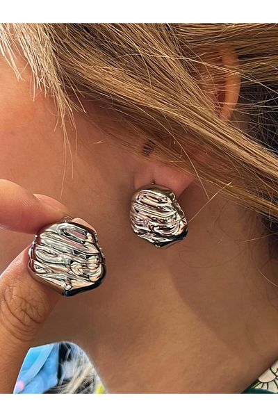 ZRA Hei Silver Color Textured Geometric Shaped Daily Use Stylish Women's Earrings
