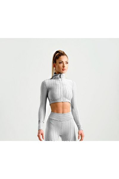 tessitura Crop zipper top 3D - White